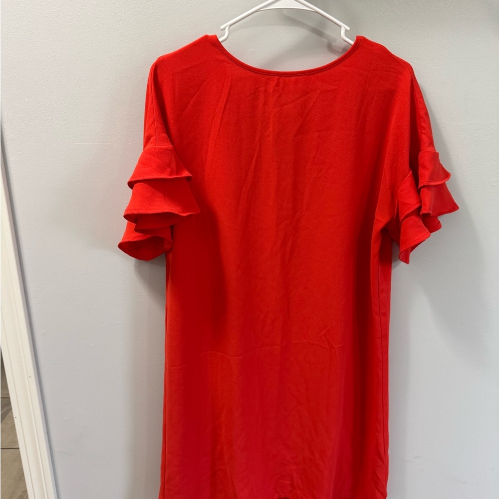Maurices Red Ruffled Short Sleeve Dress